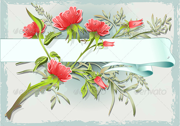 Vintage Flower Ornament with Banner - Flourishes / Swirls Decorative