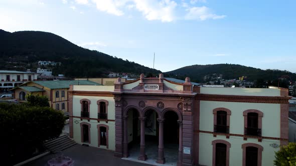 view of national theatre facade at sunset in mexico alt