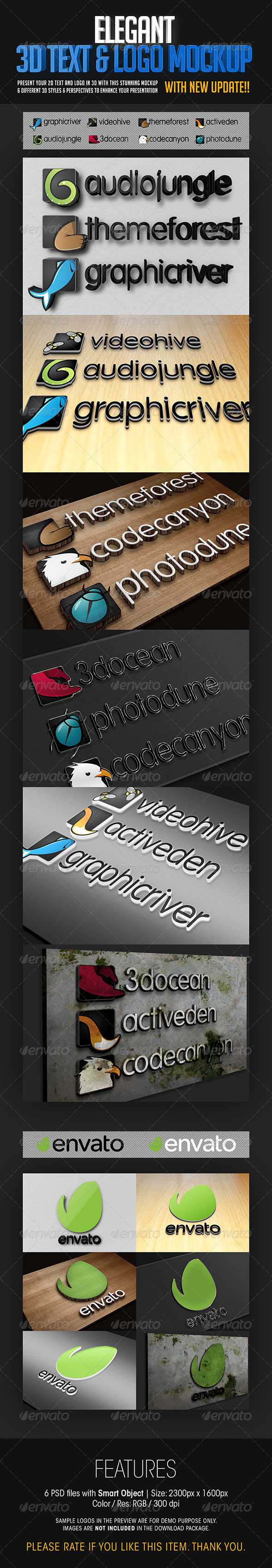 Elegant 3D Text & Logo Mockup - Logo Product Mock-Ups