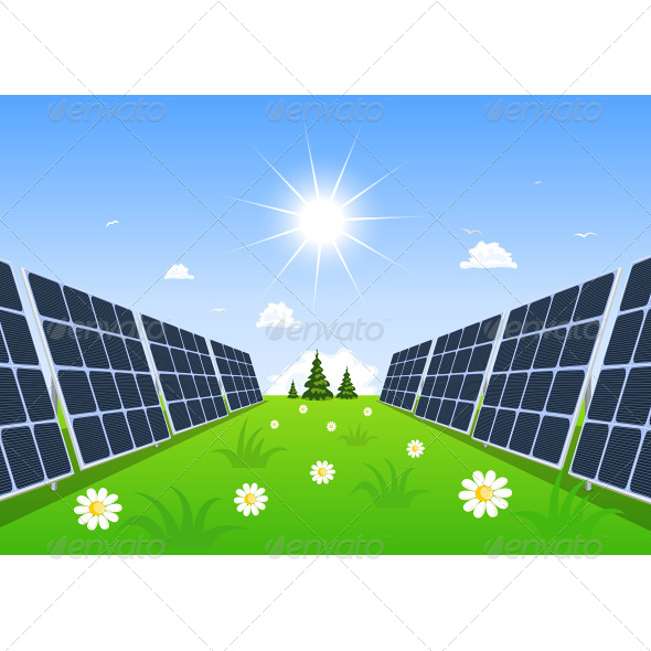 Solar Panel Produces Green Energy From the Sun - Technology Conceptual