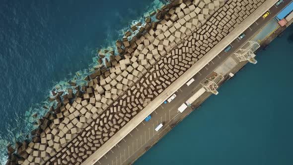 Aerial View of the Promenade and Coastal Stones in the Port City of Agaete