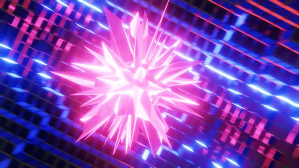 Red flashing and blue glowing spark motion graphic.