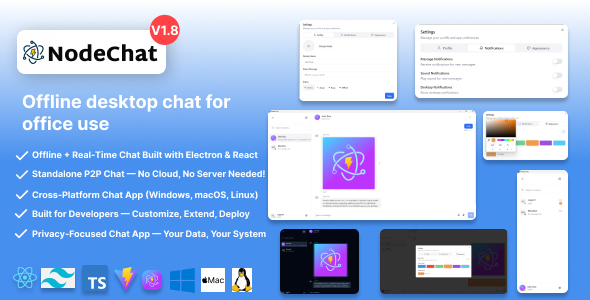 NodeChat – Secure Offline Realtime LAN Messenger | Electron.js + React.js + Node.js
