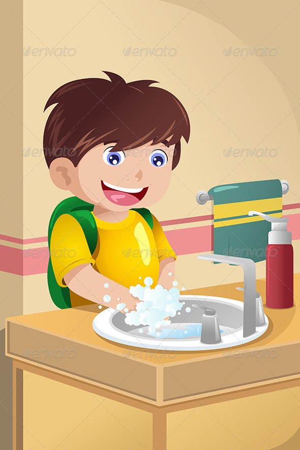 Little Boy Washing Hands - Health/Medicine Conceptual