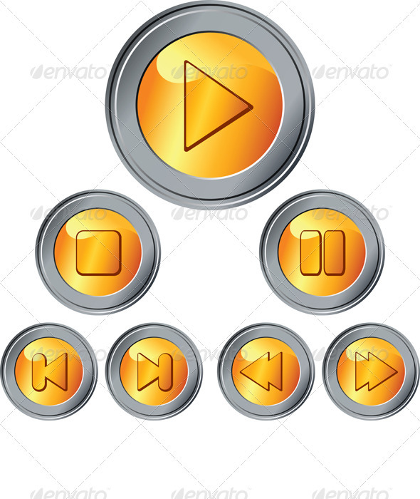 Vector Set of Gold and Silver Button