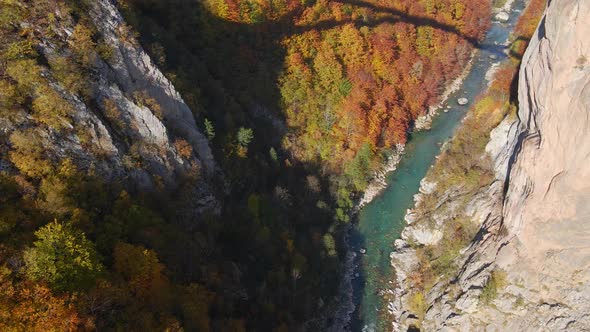 Aerial Video of the Magnificent Djurdjevica Bridge Over the Tara River Canyon in the Northern Part alt