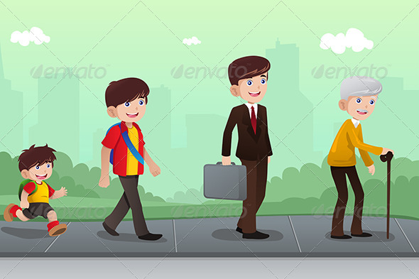 Evolution or Aging Concept - People Characters