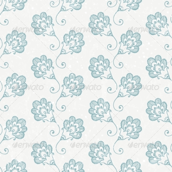 Grunge Seamless Wallpaper with Retro Print - Flourishes / Swirls Decorative