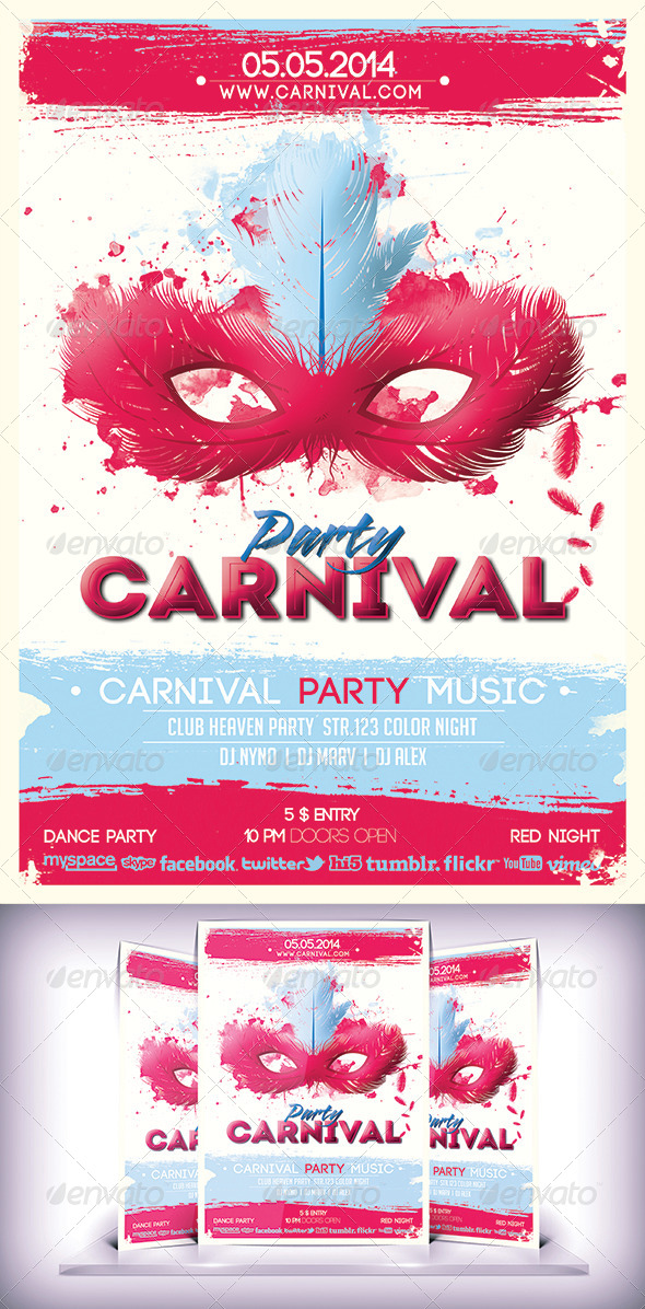 Cartoon Carnival Party - Flyers Print Templates