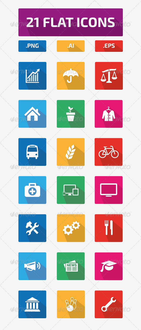 21 Flat Icons - Web Icons