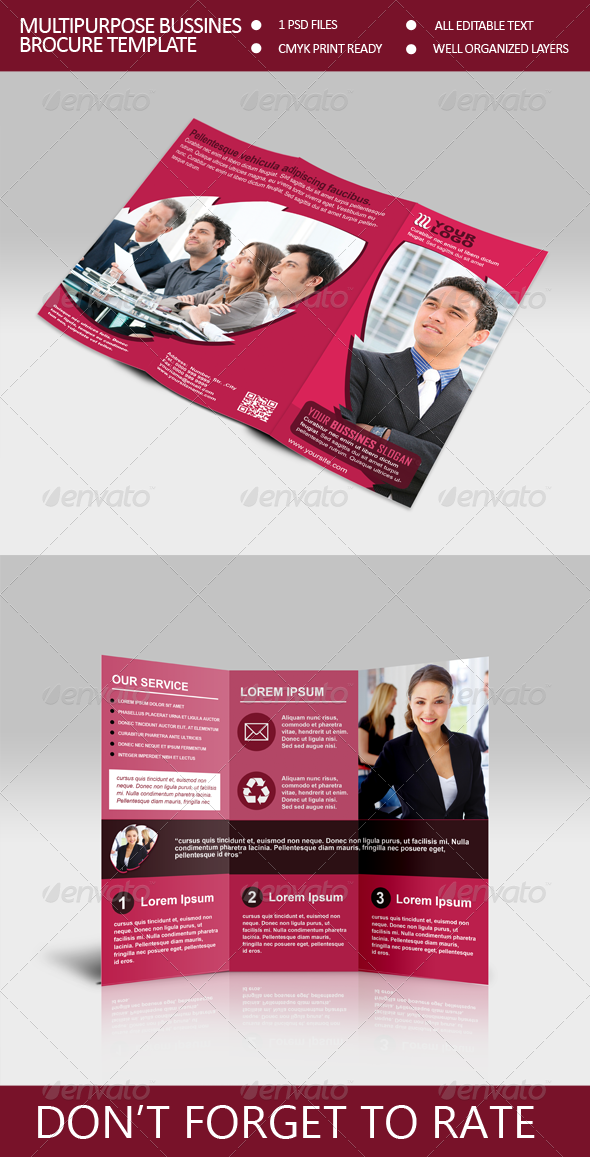 Multiporpuse Bussines Trifold Brocure Template - Corporate Brochures