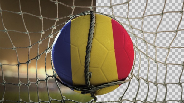 Soccer Ball Scoring Goal Night Frontal - Romania