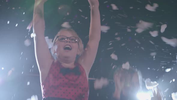 Kids Dance and Jump Whilst a Foam Machine Makes Foam and Bubbles Go Every Where at Kids Disco Party alt