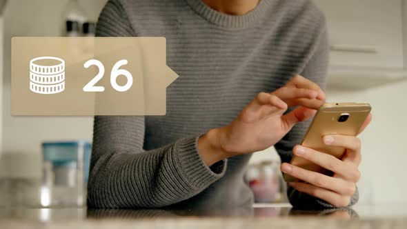 Man texting in the kitchen 4k alt