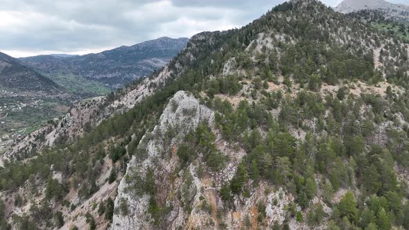 Mountain river high in the mountains aerial view 4 K alt