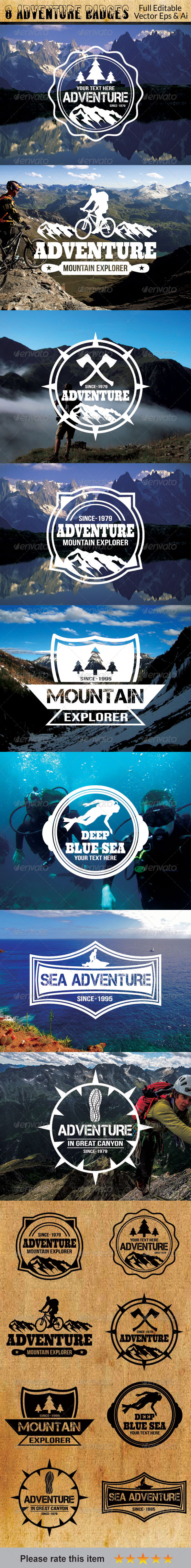 8 Adventure Badges - Badges & Stickers Web Elements