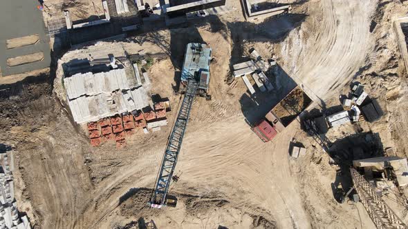 Large Construction Of A Residential Complex. Truck With Sand.  alt