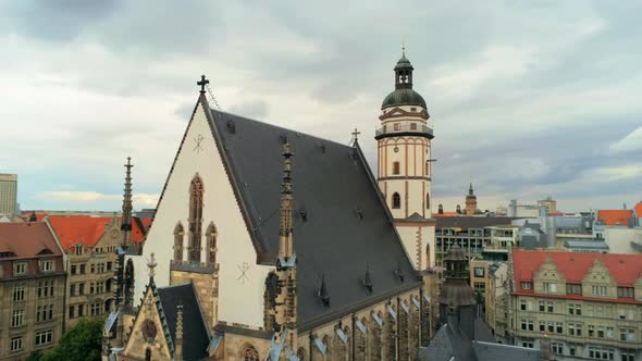 Aerial View of St. Thomas Church (Thomaskirche) and Leipzig Skyline alt