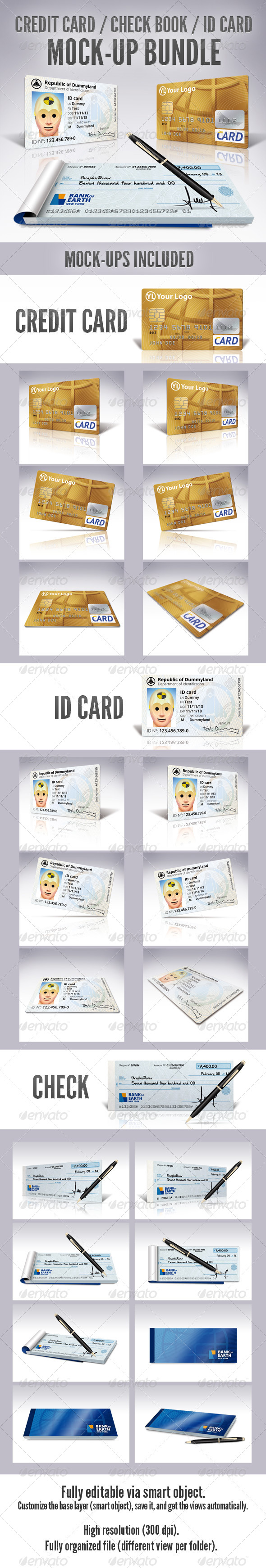 Credit Card / Check Book / ID Mockup Bundle - Miscellaneous Print