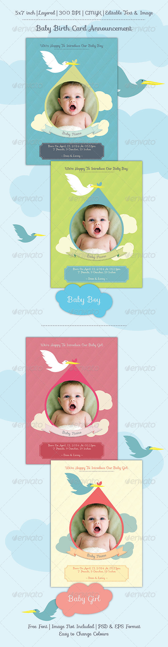 Baby Birth Announcement Card - Family Cards & Invites