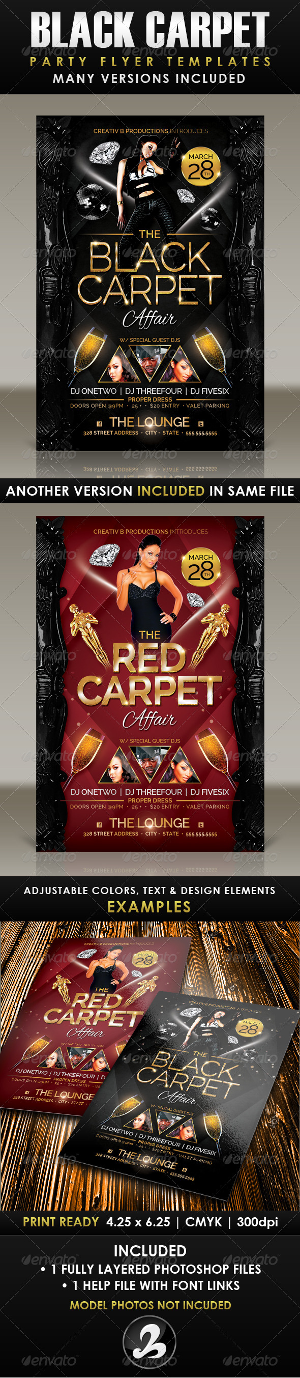Black Carpet Party Flyer Template - Clubs & Parties Events