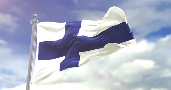 Realistic Finland Flag Slow Motion Looped 4K alt