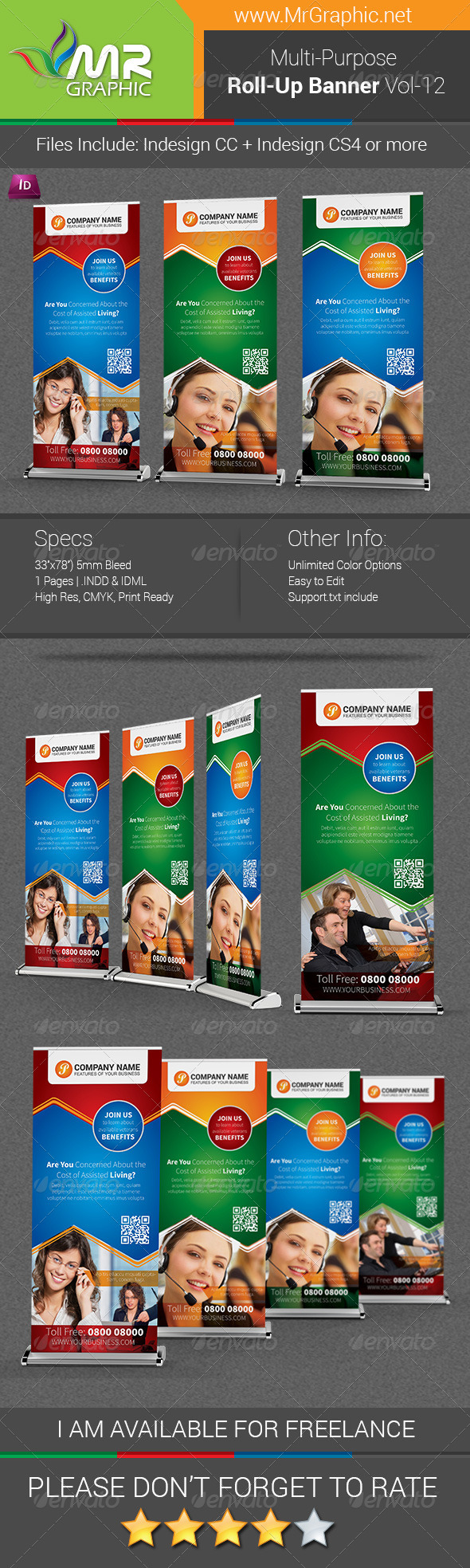 Multipurpose Business Roll-Up Banner Vol-12 - Signage Print Templates
