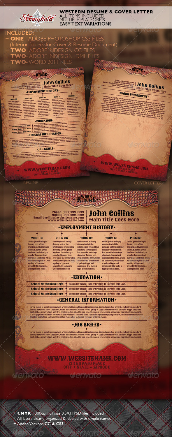 Western Style Resume Template - Resumes Stationery