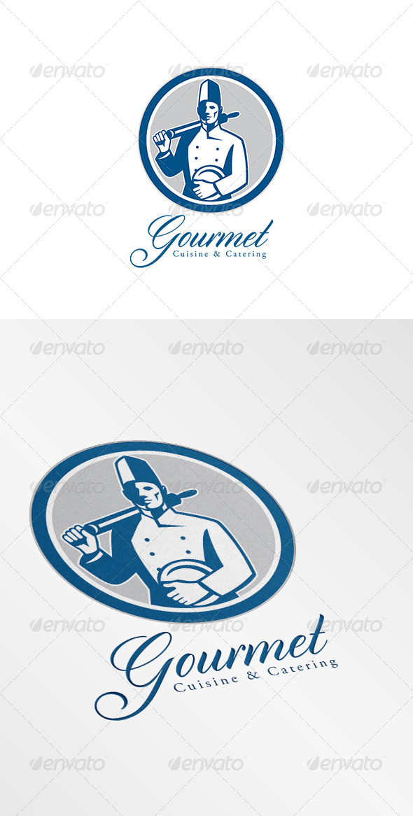 Gourmet Cuisine and Catering Logo Retro - Humans Logo Templates