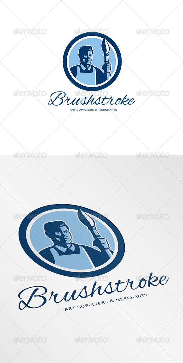 Brushstroke Art Suppliers and Merchants Logo - Humans Logo Templates