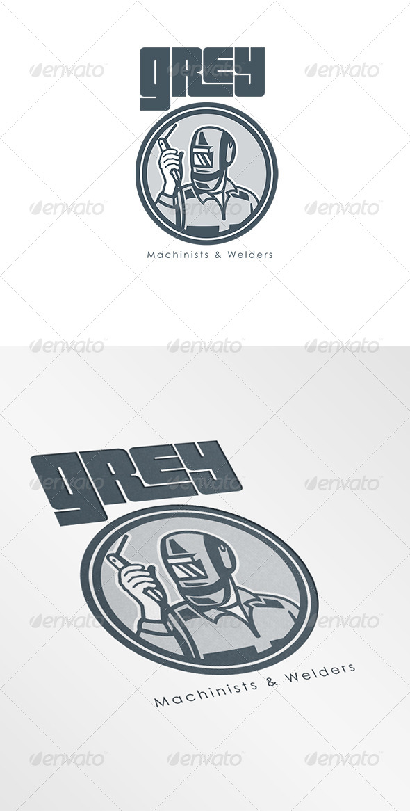 Grey Machinist and Welder Logo - Humans Logo Templates