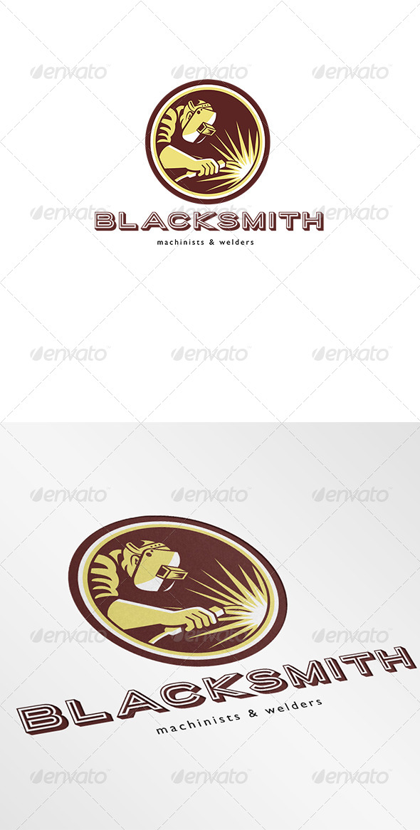 Blacksmith Welder Fabricator Welding Logo - Humans Logo Templates