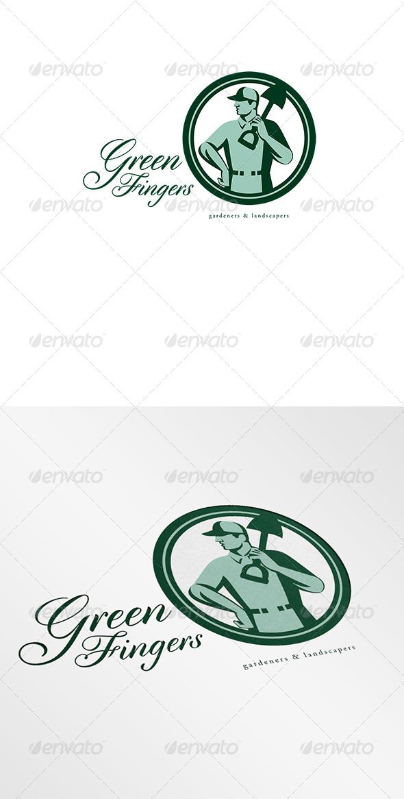 Green Fingers Gardener Landscaper Logo - Humans Logo Templates
