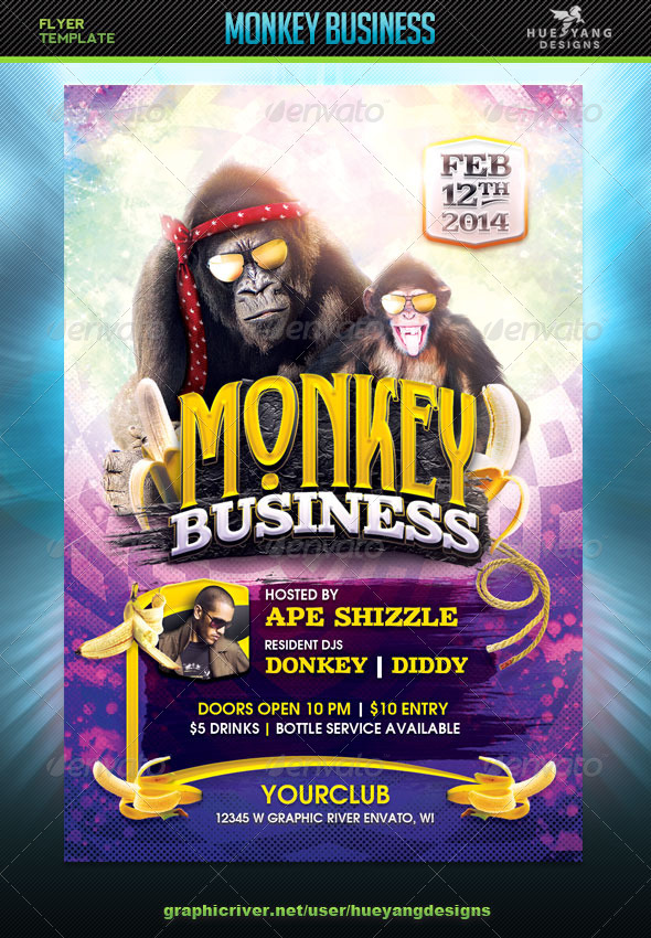 Monkey Business Flyer - Clubs & Parties Events
