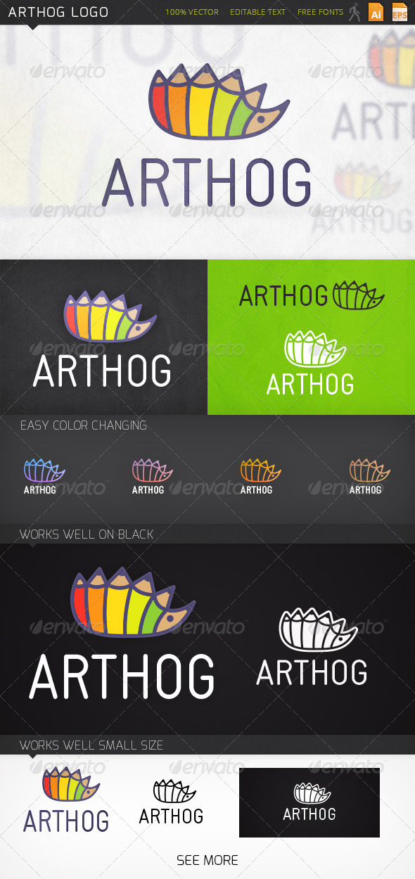 Arthog Hedgehog Logo Template - Animals Logo Templates