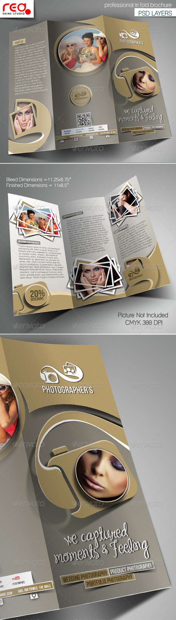 Photography Studio Trifold Brochure Template - Corporate Brochures