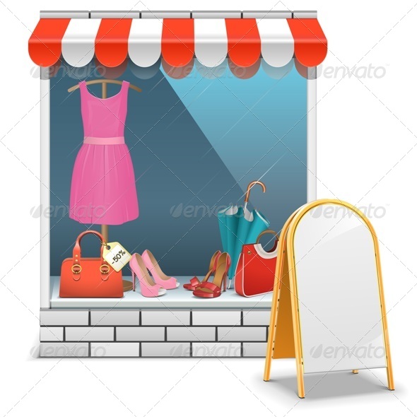 Vector Boutique with Billboard - Commercial / Shopping Conceptual