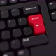 Avoid red button on keyboard. A finger presses Enter. Click AVOID. Realistic keyboard button closeup - VideoHive Item for Sale
