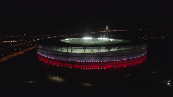 Football Stadium from above at night