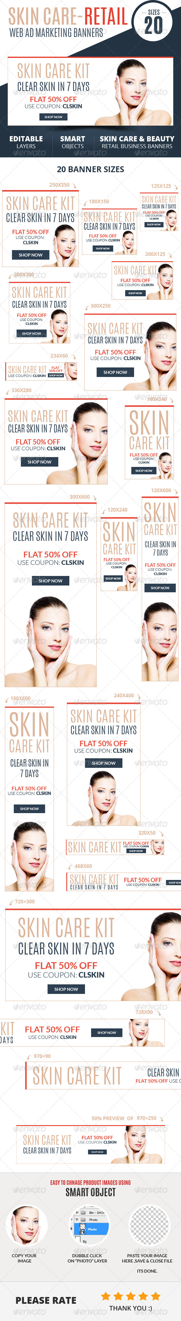 Skin Care Retail Web Ad Marketing Banners - Banners & Ads Web Elements
