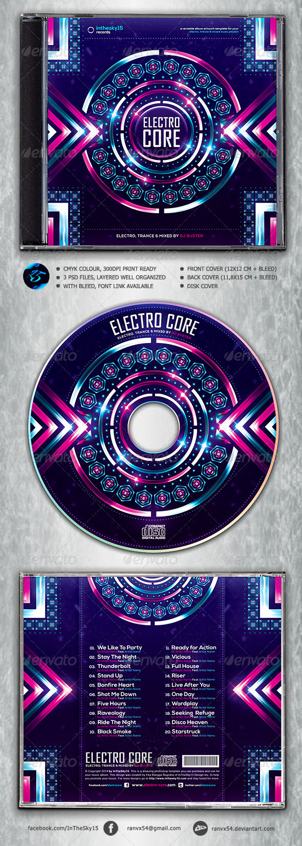 Electro Core CD Album Artwork - CD & DVD Artwork Print Templates