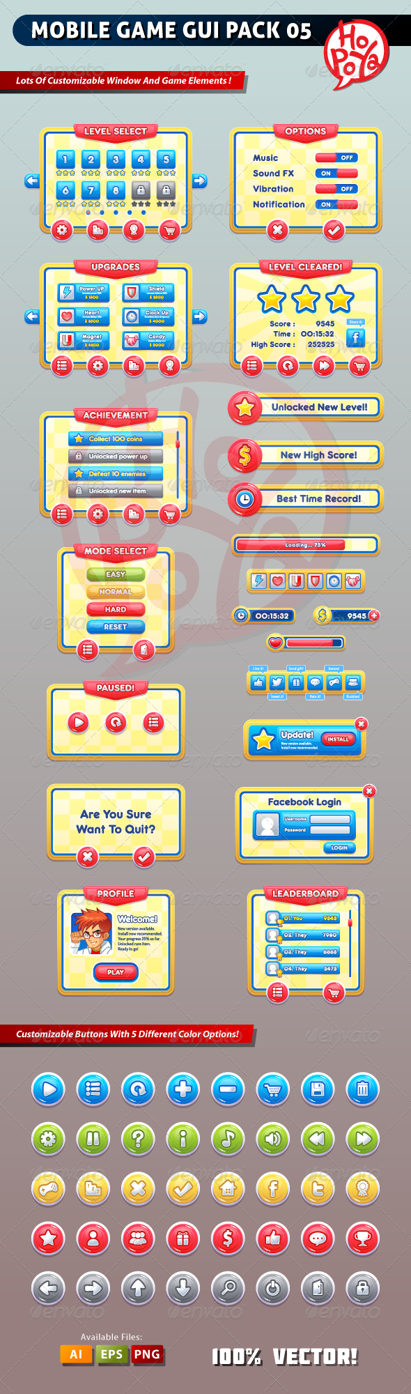 Mobile Game GUI Pack 05 - User Interfaces Game Assets