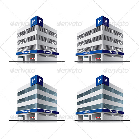 Cartoon Car Parking Buildings - Buildings Objects