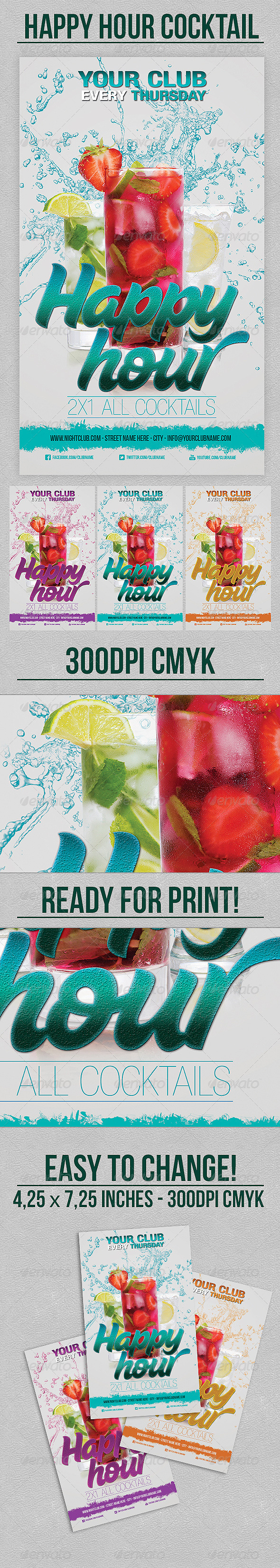 Happy Hour Cocktail - Flyers Print Templates