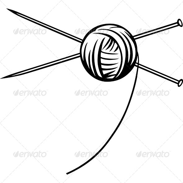 Yarn Ball with Needles - Man-made Objects Objects