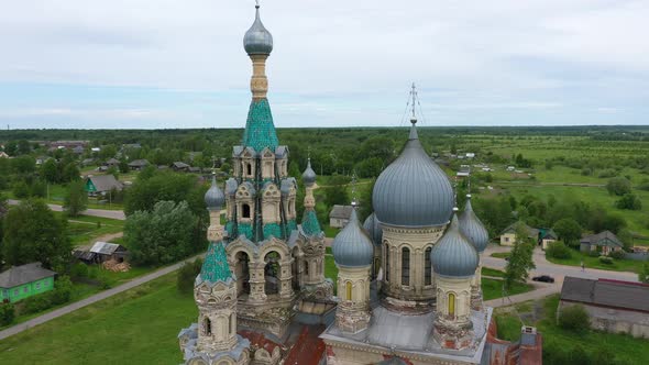 Russian Revival Style  Church in Village of Kukoboy, Russia