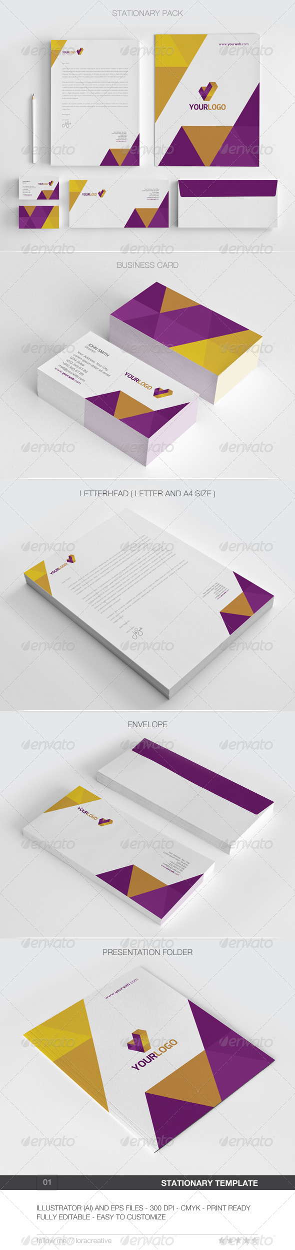 Modern Stationary Pack - 01 - Stationery Print Templates