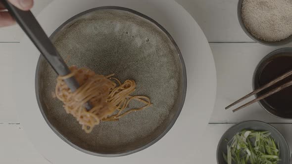 Chef Prepare Tasty Pasta and Place It Nicely on the Plate Cooking on Cuisine alt