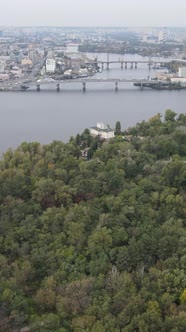 Vertical Video Aerial View of the Dnipro River  the Main River of Ukraine alt