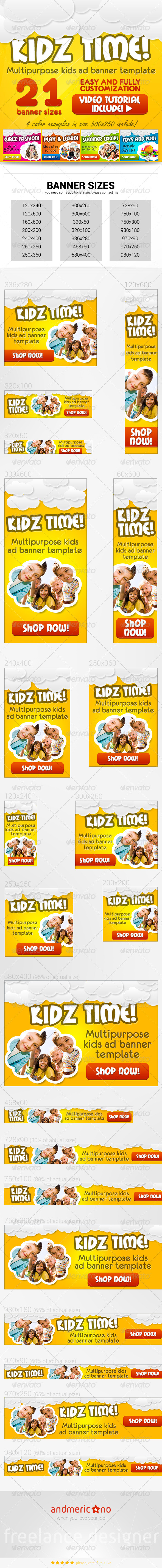 Kids Banners Set - Banners & Ads Web Elements